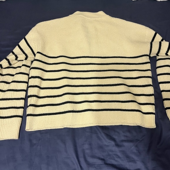 Striped Cream and Navy Women's Sweater - Picture 6 of 6